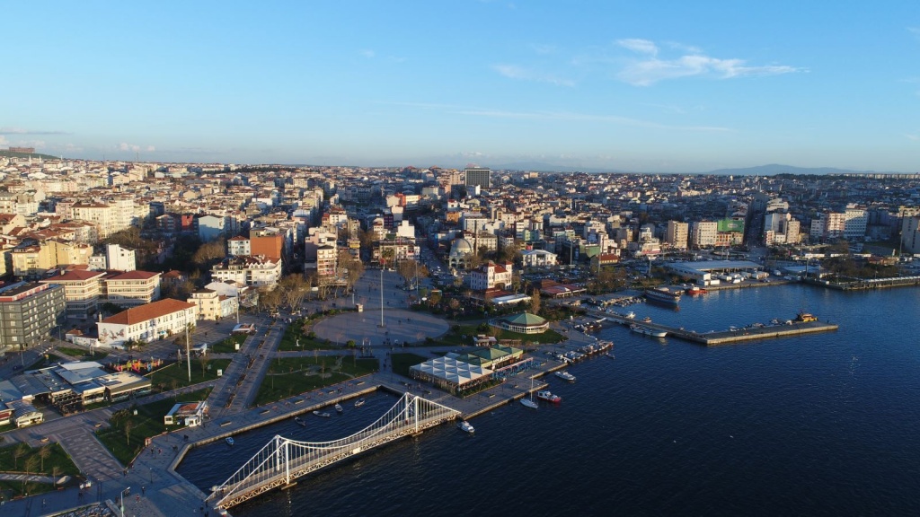 Aerial view of the town